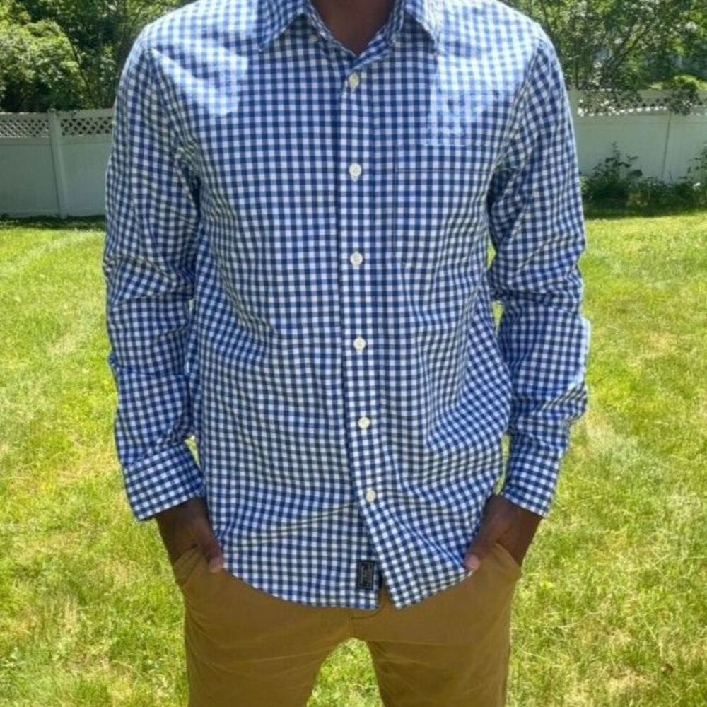 Abercrombie & FItch Blue Patterned Button Down Long Sleeve size medium - Picture 6 of 6